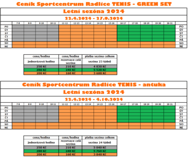 CENÍK LETNÍ SEZÓNA 2024