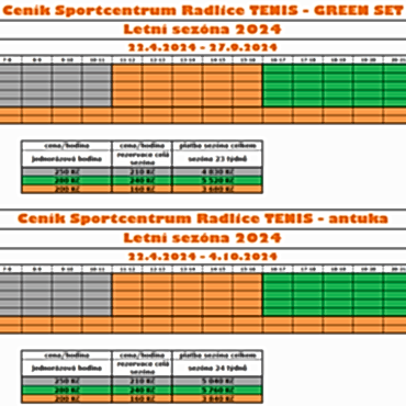 CENÍK LETNÍ SEZÓNA 2024