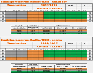 CENÍK PRO ZIMNÍ SEZÓNU 2024/2025